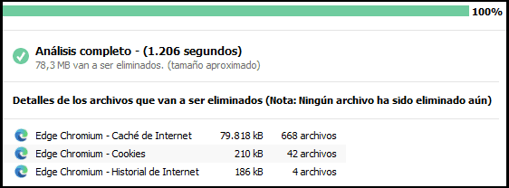 Analizar navegador edge chromium CCleaner informe